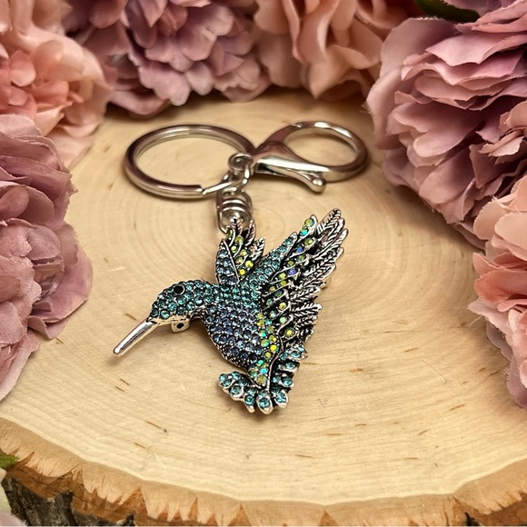Beautiful Blue Crystal Hummingbird Keychain Charm - Picture 10 of 15